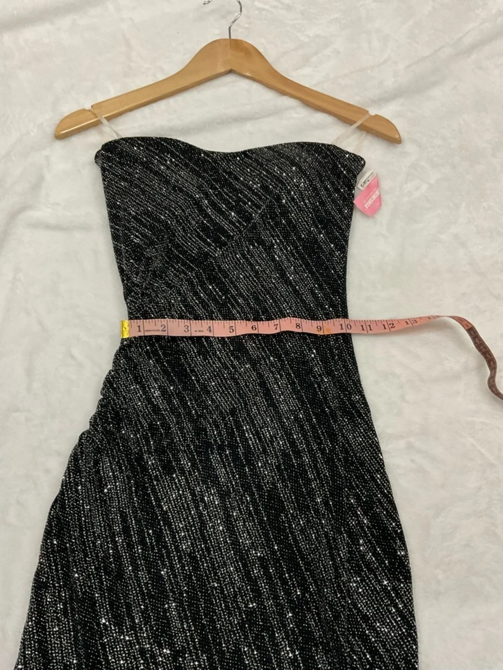 Black Shimmer Bodycon Dress - Women's Evening Dress - Picture 6 of 10